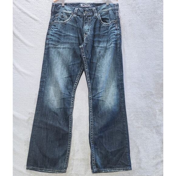 Silver Mens Indigo Medium Wash Gordie Straight Leg Relaxed Fit Jeans Size 34x32 - Picture 1 of 14